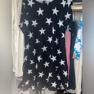 womens medium Agnes & Dora Black Dress with White Star Pattern